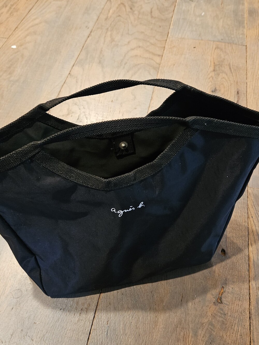 Vintage Classic Agnès B. Black Nylon Small Tote Bag